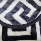 Charcoal 800GSM Greek Key Design Premium 1 Ply Mink Blanket for Queen Size Comfort - Side View