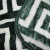Luxurious 800GSM Greek Key Green Mink Blanket - Premium Quality King Size for Winter Comfort - Side View