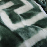 Luxurious 800GSM Greek Key Green Mink Blanket - Premium Quality King Size for Winter Comfort