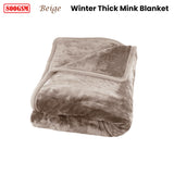 J Elliot Home 800GSM Plush Winter Mink Blanket in Beige for King Size - Front View