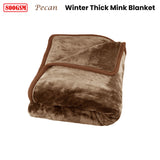 J Elliot Home 800GSM Luxury Winter Thick Mink Blanket Pecan Queen - Front View