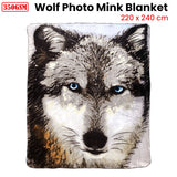 J.Elliot Home 350gsm Wolf Photo Mink Blanket - Front View
