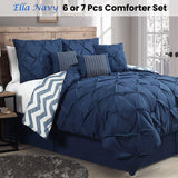 J Elliot Home 6 Pcs Ella Navy Comforter Set Single - Front View