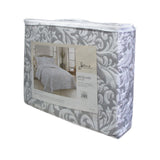 Jane Barrington Grey & White Lightly Quilted Jacquard Reversible Coverlet Set King - Top-Down View