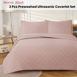 Jane Barrington Morris Blush Ultrasonic Embossed Lightly Quilted Reversible Coverlet Set Queen - Front View
