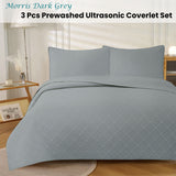 Jane Barrington Morris Dark Grey Ultrasonic Embossed Lightly Quilted Reversible Coverlet Set Queen - Front View