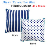 J.Elliot Home Alexa Reversible Blue Filled Cushion - Front View