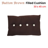 Button Brown Oblong Filled Cushion 30 x 45 cm - Front View