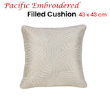 IDC Homewares Pacific Embroidered White Filled Cushion 43 x 43 cm - Front View