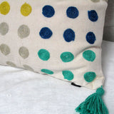 J.Elliot Home Polka Dots Tassel Blue Filled Cushion 43 x 43 cm - Side View