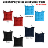 Set of 2 Outdoor Polyester Solid Chair Pads 40 x 40cm Ocean Blue - Front View