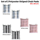 Set of 2 Outdoor Polyester Striped Chair Pads 40 x 40cm White Blue - Front View
