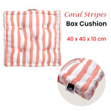 IDC Homewares Coral Stripes Box Cushion 40 x 40 x 10 cm - Front View