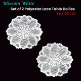 Elegant Blossom Lace Table Doily Set - 2 Pieces, 36 cm Diameter