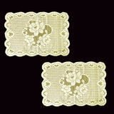 Elegant Floral Lace Table Doilies Set - Cream Polyester (30 x 45 cm)