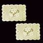 Floral Cream Set of 2 Polyester Lace Table Doilies 30 x 45 cm