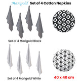 Set of 4 Christopher Vine Marigold Cotton Napkins 40cm x 40cm White - Front View