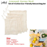 J Elliot Home Eco-Friendly Cotton Mesh Grocery Bag Set - Lemonade Karma Collection (Set of 4)
