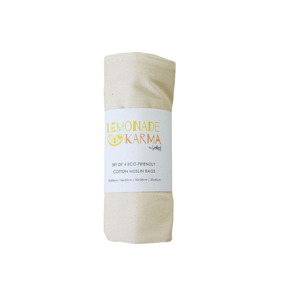 J Elliot Home Eco-Friendly Muslin Storage Bag Set - Lemonade Karma Collection (Set of 4)