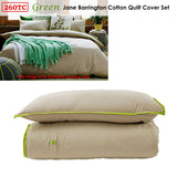 Jane Barrington Cotton Quilt Cover Set Taupe/Green Single - Front View