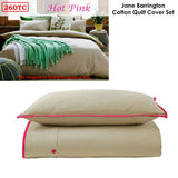 Jane Barrington Cotton Quilt Cover Set Taupe/Hot Pink Queen - Front View