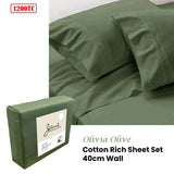 Jane Barrington Luxurious 1200TC Olive Cotton Blend Sheet Set for Queen Bed - Front View