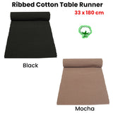 Ribbed Cotton Table Runner 33 x 180 cm Mocha - Front View