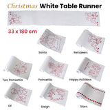 Festive Stars White Table Runner 33 x 180cm for Christmas Decor - Front View