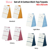 Set of 4 Rosa Cotton Rich Terry Tea Towels 42 x 62cm Cherry - Side View