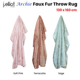 J Elliot Home Archie Sage Faux Fur Throw Rug 130 x 160cm