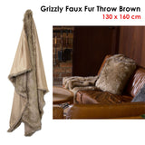 J.Elliot Home Grizzly Brown Faux Fur Throw - Front View
