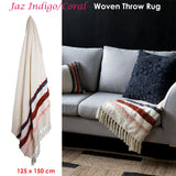 J.Elliot Home Jaz Indigo Coral Woven Throw Rug - Front View