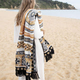J Elliot Home Kasbah Luxury Fringe Throw 130 x 160cm Black - Front View