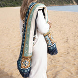J Elliot Home Kasbah Luxury Fringe Throw 130 x 160cm Blue - Front View