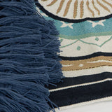J Elliot Home Kasbah Luxury Fringe Throw 130 x 160cm Blue - 45-Degree Angle