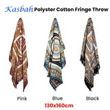 J Elliot Home Kasbah Luxury Fringe Throw 130 x 160cm Pink - Rear View