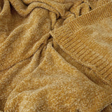 J Elliot Home Leslie Chenille Throw 130 x 160 cm Ochre - Front View
