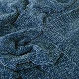 J Elliot Home Leslie Chenille Throw 130 x 160 cm Steel Blue - Front View