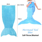 Mermaid Tail Blue Soft Blanket Throw - Front View