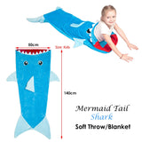 Mermaid Tail Shark Soft Blanket Throw - Front View