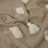 J Elliot Home Quinn 100% Cotton Textured Throw 130 x 160 cm Sandstone & Ivory - Front View