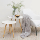 J Elliot Home Rita Silver Grey Faux Mohair Throw Rug 130 x 160cm - Top-Down View