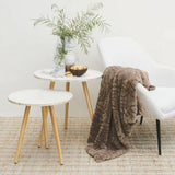 J Elliot Home Rita Woodsmoke Faux Mohair Throw Rug 130 x 160cm - Top-Down View