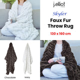 J Elliot Home Skyler Chocolate Faux Fur Throw Rug 130 x 160cm - Front View