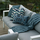 J Elliot Home Zen Luxury Fringe Throw 130 x 160cm Steel Blue - Front View