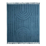 J Elliot Home Zen Luxury Fringe Throw 130 x 160cm Steel Blue - Side View