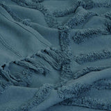 J Elliot Home Zen Luxury Fringe Throw 130 x 160cm Steel Blue - Top-Down View