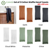 J Elliot Home 400GSM Camila Set of 2 Cotton Waffle Hand Towels 45 x 65 cm Earth - Front View