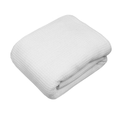 Algodon Sophie Cotton Waffle Blanket Queen 245x240cm White