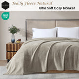 Ardor Teddy Natural Ultra Soft Cozy Fleece Blanket Queen - Front View